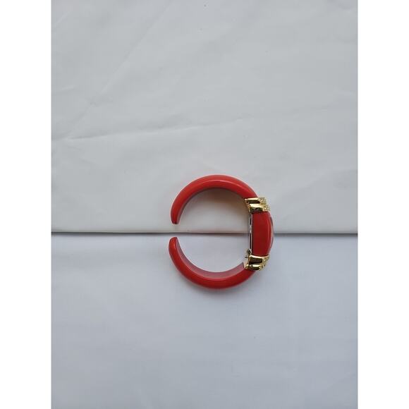 Gruen Womens Wrist Watch Red Hard Bracelet Band Gold Details White Face Quartz - Picture 3 of 5